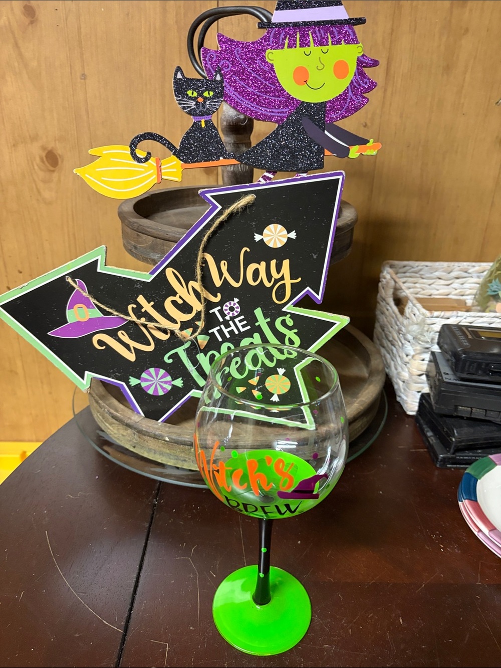 Witch's Brew Green Halloween Wine Glass - Unbranded